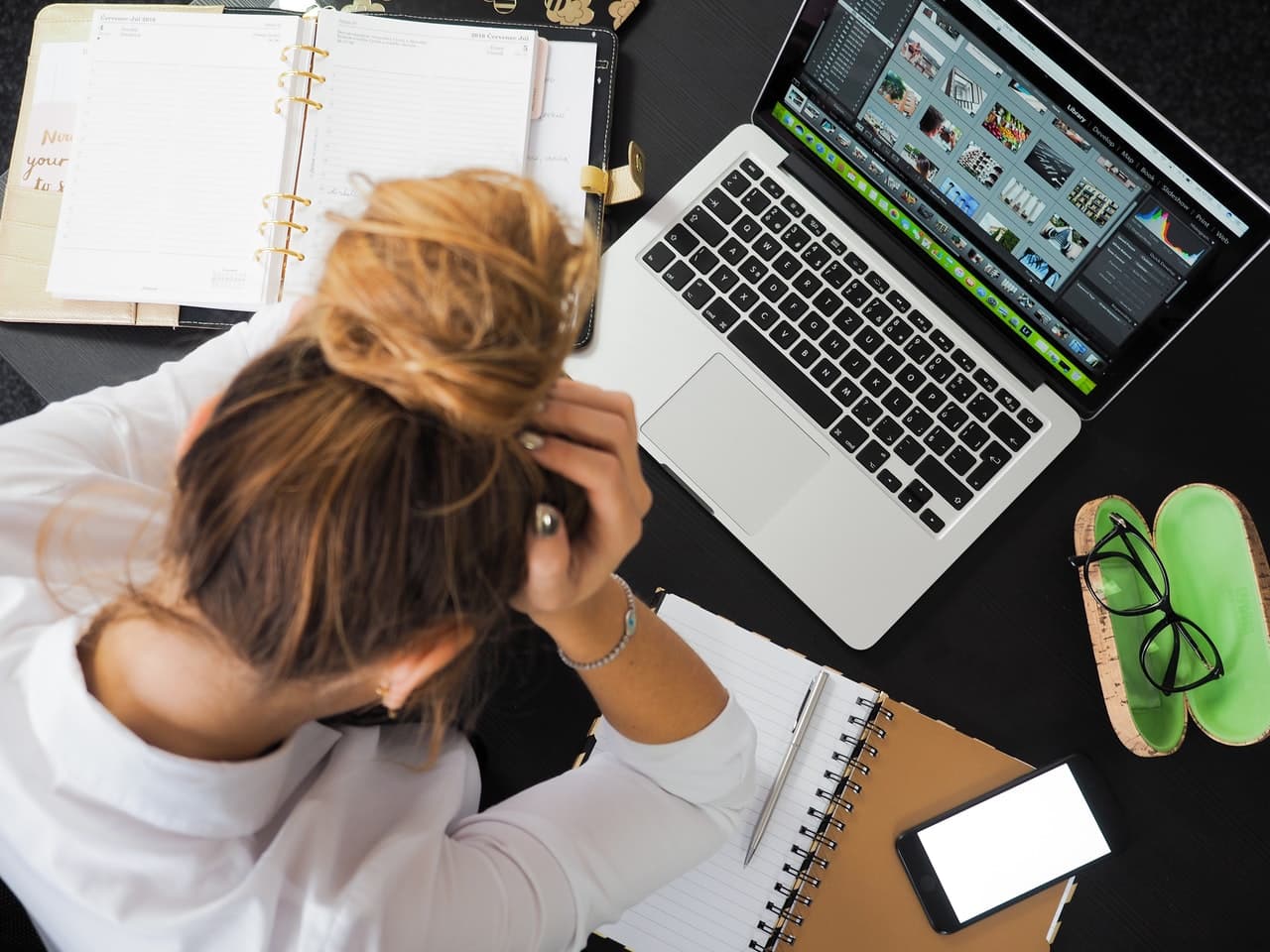 Person frustrated at computer